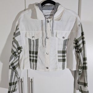 Reserve Fairfax Cropped Hooded Jacket  Green/White Size Medium
